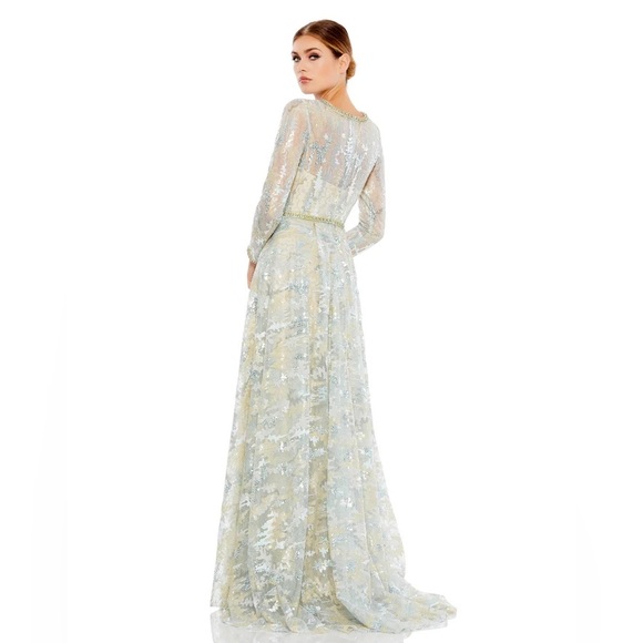 NWT MAC DUGGAL $798 FLORAL EMBROIDERED ILLUSION LONG SLEEVE GOWN 12460 SIZE 16 - Picture 3 of 5
